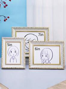 1pc Retro Gold Patterned Photo Frame, Photo Display Frame, Resin Material, Horizontal And Vertical Dual-Use Photo Frame, Suitable For Desktop And Wall Display, Office And Home, Living Room, Bedroom Decoration, Wedding, Valentine's Day, Christmas, Mother's Day, Graduation Ceremony, Gifts - Multicolor - View 13