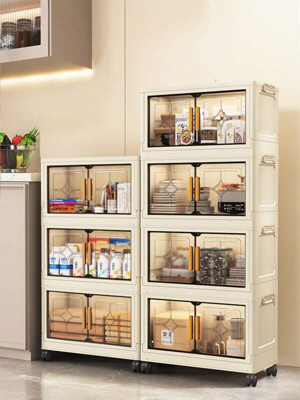 1pc 38cm/14.96in Wide Storage Cabinet, Small Foldable Storage Box, Kitchen Storage Rack, Home Living Room Toy Cabinet, Snacks Cabinet, Kitchen Slim Cabinet, Christmas Gift, Storage Box, Under-Bed Storage