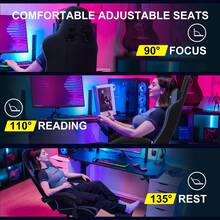 Fabric Gaming Chair, Massage Ergonomic Computer Chair With Footrest, Lumbar Support, Headrest, Height Adjustable Home Office Reclining PC Racing Chairs, Blue - Azul - View 7