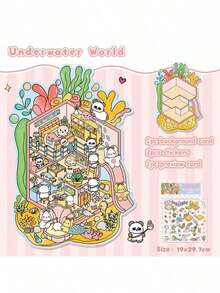 Stickers *3 + Scene Card *1 DIY 3D Sticker Scene Miniature Scene Stickers, Landscape Collage, Handbook Stickers, DIY Collage Paintings Cartoon Cute Planner Stickers Educational Handbook Leisure Toys - Multicolor - View 14