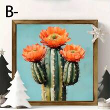 1 Stück Lebendige Kaktus Blume Kunst Holzschild | Rustikaler Landhausstil Wanddekoration Schild für Badezimmer, Garten, Café, Bar, Büro Dekoration, ideales Urlaubsgeschenk | Keine Elektrizität erforderlich | Wandbehang | Multifunktional | Holz