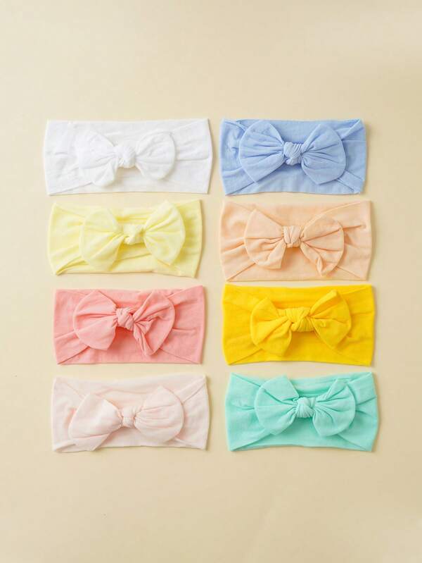 8pcs Soft Comfortable Cute Bow Solid Color Elastic Casual, Suitable For Outdoor And Daily Use, Easter