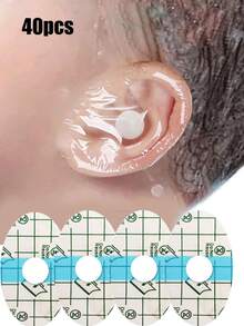 20/40片装 - 婴儿防水耳罩 - 淋浴、洗澡和游泳耳罩，透明塑料耳部保护贴，适合儿童和青少年