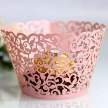 50 件优雅空心纸杯蛋糕包装纸松饼衬垫烘焙杯，适用于婚礼、生日和特殊活动 - 非常适合烘焙和装饰蛋糕