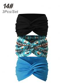 3pcs Women's Extra Wide Criss-Cross Casual Boho Headband, Solid Color Versatile Hair Accessories Turban Headband Sweatband, Hairband
