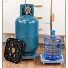1pc Multi-Functional Gas Cylinder Storage Rack, Kitchen Gas Cylinder Base With Casters, Silent Heavy-Duty Movable Cylinder Holder, Gas Bottle Trolley Rolling Stand With Brake Wheels, Suitable For Garden And Home