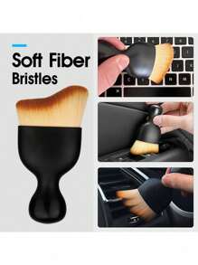 2pcs Car Interior Dust Brush, Auto Detailing Brush, Soft Bristles Car Cleaning Brushes, Tool For Air Conditioner Vents, Leather, Computer, Scratch Free, Car Interior Accessories,It Is Suitable For Dust Removal Of Car Interiors, Nail Art, Keyboards, Etc