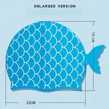 1pc Fish Scale Design Cute Silicone Swimming Cap, Unisex Waterproof Silicone Swim Cap, Oversized Silicone Swimming Hat, Beach Essentials, Beach Accessories, Pool Float