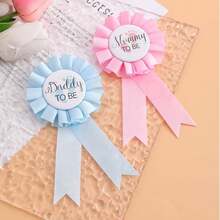 “准爸爸”“准妈妈”马口铁徽章别针 - 婴儿洗礼按钮 新爸爸礼物 性别揭晓派对 男婴蓝色玫瑰花结按钮 婴儿庆祝活动（蓝色、粉色）婴儿洗礼 家庭装饰礼物 - 彩色 - 查看 2