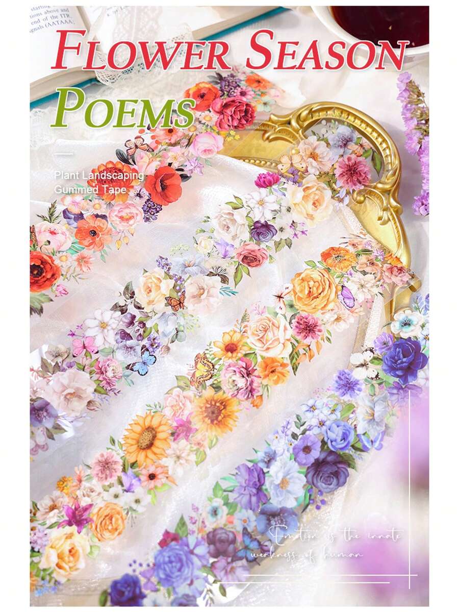 Ancient Forest PET Planner/Scrapbooking Tapes, Floral Poetry Series, Creative Floral Decorative Tapes For DIY, 4 Styles Of Elegant Floral Planner/Journal Tapes School Supplies, Back To School - Multicolor - View 1