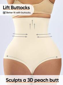 Tangas elásticos de alta cintura con efecto de levantamiento de caderas y control de abdomen para mujeres de talla grande