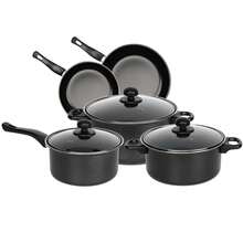 Gr8 Home Black 8 Piece Non Stick Cookware Set Cooking Pot Frying Pan Saucepan With Lids - Black - View 1