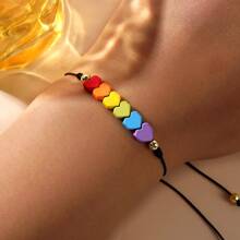 1PC Bohemian Style Colorful Heart Bracelet, Colorful Arrow Bead Woven Bracelet, Unisex Fashionable Bracelet, Worn For Daily Leisure Commuting, The Best Gift For Friends, Birthday Gift, Graduation Season Gift