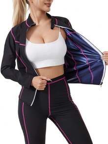 1set,Outdoor Sports Striped Long Sleeved Long Pants Shapewear Set, Suitable For Cycling, Hiking, Fitness, Yoga And Other Sports, Cross-Border Hot Selling Women's Long Sleeved Long Pants Coated Sweatsuit Set 1set,Outdoor Sports Sweatshirt Long Sleeved Long Pants Shapewear Set, Suitable For Yoga, Running, Cycling, Hiking And Other Sports, Cross-Border Hot Selling Women's Long Sleeved Long Pants Sweatshirt Set Workout Women Sets - Blue - View 4