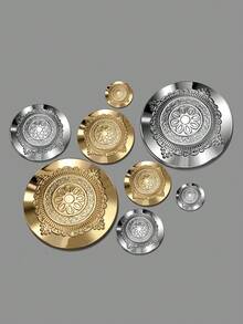 4 件/包优雅圆形经典图案复古纽扣,手工缝纫装饰纽扣,适用于毛衣、外套、西装外套、夹克和服装配饰 - 彩色 - 查看 13