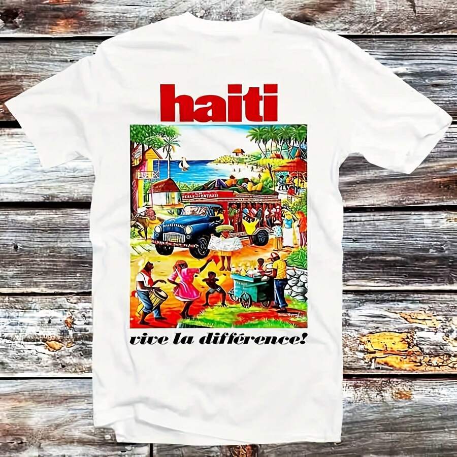 Haiti Vintage Travel Touri Poster V La Difference Vintage Retro Gift Uni Cartoon Anime Top  B1406 - Black - View 1