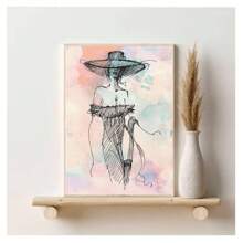 1pc Frameless Modern Fashion Women's Line Art Posters Minimalist Watercolor Fashion Wall Arts Nordic Style Living Room Bedroom Dormitory Study Bar Coffee Shop Office Room Wall Decoration Home Decoration