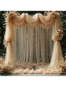 1pc Elegant Wedding Arch Curtain, 118in/236in/315in Sheer Chiffon Fabric - Ideal For Romantic Ceremony, Engagement, And Special Occasions, Polyester, No Power Needed, Wedding Decor Background Summer Birthday Gifts Beach Back To School School Supplies Room Decor - Multicolor - View 1
