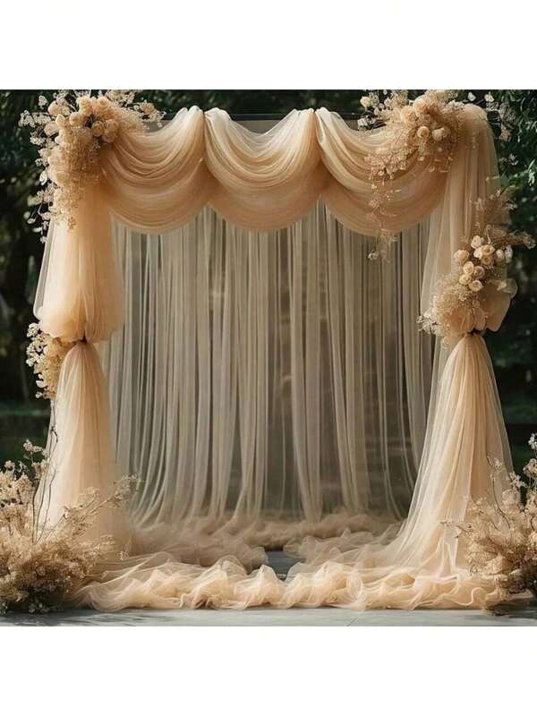 1pc Elegant Wedding Arch Curtain, 118in/236in/315in Sheer Chiffon Fabric - Ideal For Romantic Ceremony, Engagement, And Special Occasions, Polyester, No Power Needed, Wedding Decor Background Summer Birthday Gifts Beach Back To School School Supplies Room Decor