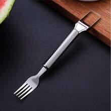 1pc Watermelon Slicer 2 In 1 Stainless Steel Fruit Cutter, Watermelon Slicer Tool, Gift For Mom, Dad, Teacher, Kitchen Camping Tool - Silver - View 5