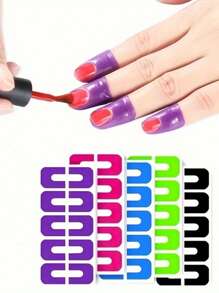10/20/60Pcs Random Color U-Shaped Nail Polish Protectors|Odorless Anti-Overflow Stickers For Precise Manicure & Pedicure – Ergonomic Cuticle Protection Guards With Easy-To-Use Design – Disposable Finger Protectors For Clean Polish Application