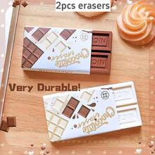 4/2/1pc Chocolate Erasers, Super Mini Realistic Design Unique Cleaning Tools School Stationery, Student Reward Gift