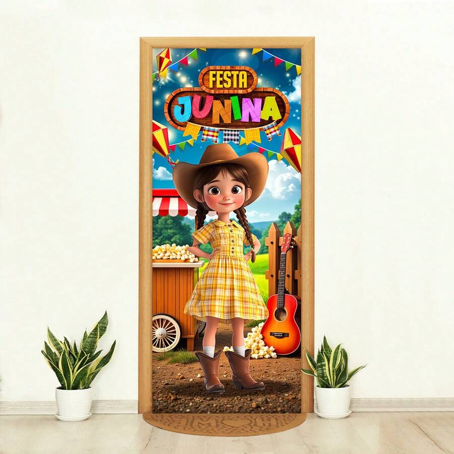 Felicita Decorative Door Cover 3D Sublimated Fabric Party 0.85x2.10 Junino - CP-387 - View 1