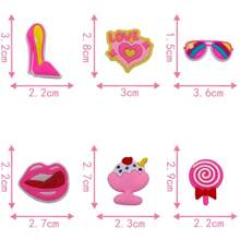 12pcs/22pcs Pink Series Holey Shoes Shoe Flower Set Accessories For Shoes, Beach Bag, Wristband Accessories - Detachable Creative DIY Accessories, Cartoon Design - Ideal Gift For Birthday, Christmas, Valentine's Day, Halloween