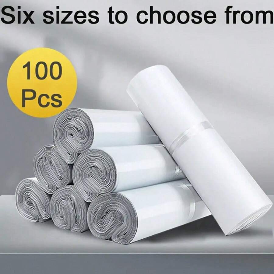 100个/50个/20个/10个装加厚防水纯色礼品袋，简约多用途袋，适用于办公、运输和邮寄，男士生日礼物，情人节礼盒，男士礼品盒，男士礼物，批发礼品袋，蓝色礼品袋，情人节，情人节礼物，母亲节礼物，伴娘礼物，毕业礼物，生日礼物，结婚礼物，生日，新娘，婚礼 - 白色 - 查看 1