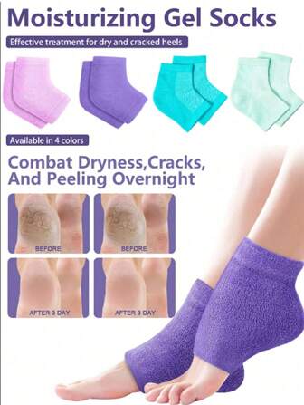 1 par de calcetines de dormir de silicona hidratantes y calmantes, calcetines con gel para el talón que suavizan y humectan los talones agrietados, calcetines de spa nocturno unisex para el cuidado y alivio de los pies