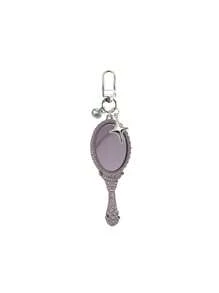 Vintage Girl Mini Mirror Charm Gothic Style Keychain,With Bell And Four Pointed Star,Makeup Mirror Bag Pendant,Perfect Gift For Birthdays & Special Occasions,Key Chain Ring Bag Backpack Charm Car Hanging Pendant Women Girls Gift,Wallet And Handbag Accessories, Keychain Phone Case Accessories,Four Colors Available