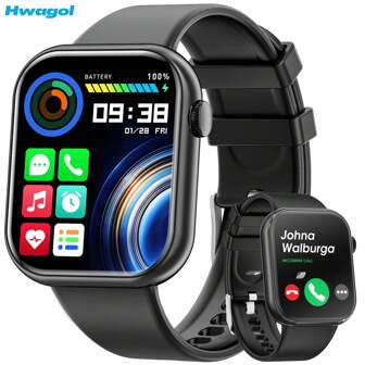 Hwagol Reloj inteligente actualizado 2025 (responder/hacer llamadas), pantalla de 1,85 pulgadas, capacidad de batería de 230mAh, reloj inteligente adecuado para hombres y mujeres, rastreador de fitness, múltiples modos deportivos, contador de pasos y calorías, monitor de sueño, monitor de frecuencia cardíaca, compatible con Android e