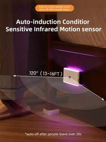 1/2pcs RGB Motion Sensor Rechargeable Wall Lights, 7-Color Dimmable Magnetic LED Night Light, Auto On/Off, Suitable For Staircase, Corridor, Bedroom, Cabinet, Home Decor - Multicolor - View 4