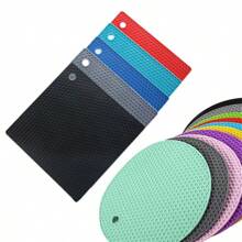 4-Piece Set Of Thickened Round And Square Honeycomb Silicone Table MATS, 6.7-Inch, Heat Insulation Pad, Anti-Slip Pot Rack, Easy-To-Clean High-Temperature Resistant Table Mat, Tabletop Protection, Home Kitchen Table Decoration