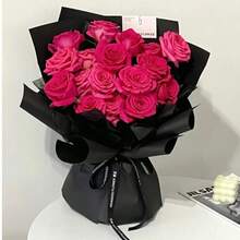 1 包 20 张纯色防水花束包装纸，哑光薄膜包装纸，用于插花 - 墨色 - 查看 3