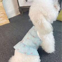 1pc Breathable Thin Dog Clothes, Suspender Princess Dress Outfit For Small Dogs Like Teddy, Bulldog, Poodle With Cute Cherry Print, Suitable For Home & Outing