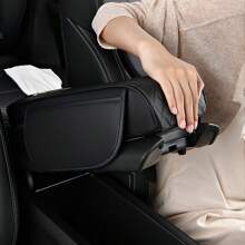 Multifunctional Car Armrest Pad With Storage Bag And Tissue Box, Center Console Cushion Organizer