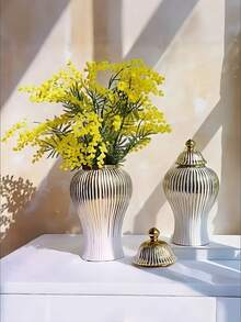 Decorative Ceramic Ginger Jar With Lid Storage Jar Table Center Vase, Decorative Ceramic Vase For Home Decor - Multicolor - View 4