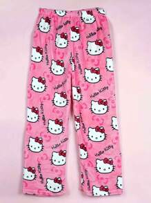 Sanrio 1 Peça da Série de Personagens Sanrio - Calça para Meninas Adolescentes. Calça Folgada Feminina, Estilo Cartoon & Calça de Pijama de Verão Fofa. Excluindo Manga Curta. É um Vestuário Casual Doméstico Que Também Pode Ser Usado Externamente.