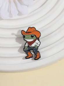 1pc Frog And Toad Enamel Pin Customized Double Bicycle Brooch Cartoon Animal Jewelry Gift For Friends - Multicolor - View 9