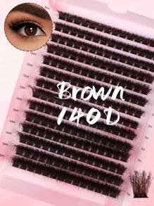 DAIFIYAN Brown 14Rows D Curl 280Pcs/238Pcs/210Pcs/196Pcs/168Pcs Individual Lashes Fluffy Lash Clusters 60D/80D/100D/120D/140D/160D Individual Eyelash Thick Cluster Eyelash Extensions Lashes Clusters 8-16MM Wispy Cluster Lashes