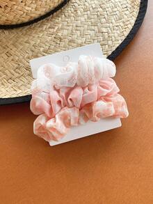 3pcs/Set Mesh Plaid Hair Ties Set, Cute Fresh Simple Hair Scrunchies Hair Accessories, Girl Student Back To School Supplies, Lovely Kawaii Style Scrunchy Hair Ties Ponytail Head Accessories Elastic Band - Multicolor - View 11