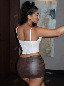 Spitzen-Muster Fischgrätbindung Taille schlanke Passform Camisole Top