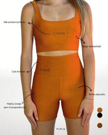 Fitness Short Set With Thick Strap Top In Ocher - 亮橙色 - 查看 2