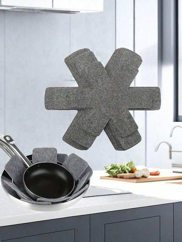 6/2 peças - Protetores de panela, feltro, protetores de panela de feltro antiderrapantes, capas de panela reutilizáveis antiderrapantes para panelas, potes, tigelas, utensílios de cozinha para evitar arranhões ou danos ao empilhar, 2 tamanhos diferentes (38/35 cm)