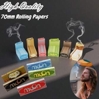 moon. 1/2Box,50 Booklets/1Box, Transparent Ultra Thin Rice Cigarette Rolling Paper, Natural Arabic Gum, Slow Burning, Household Gadgets, Holiday Gift, Birthday Gift, Gift For Friends