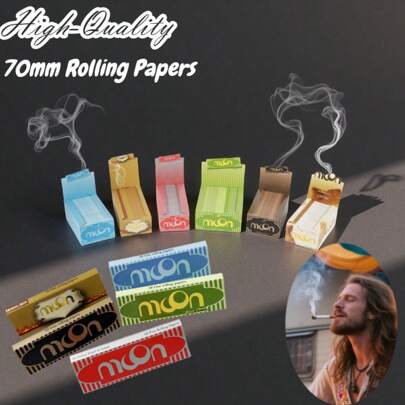 moon. 1/2 scatola, 50 libretti/1 scatola, carta per arrotolare sigarette di riso ultra sottile trasparente, gomma arabica naturale, combustione lenta, accessori per la casa, regalo per le vacanze, regalo di compleanno, regalo per gli amici