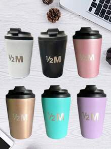1pc/380ml/510ml Stainless Steel Coffee Cup, Portable Latte Coffee Cup, Travel Mug, Double Layer Stainless Steel Coffee Pot, Iced Tea Cup, Insulated Flat Bottom Cup, Bottle With Anti-Slip Shell, Travel Portable European High-End Latte Cup Suitable For Milk, Coffee, Tea, Juice Back To School