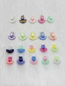 10件随机款式郁金香花叶UV镀珠DIY亚克力手机绳汽车挂件穿笔钥匙扣配件节日礼物