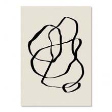 1pc Wall Arts Posters Optional Frame Vintage Abstract Boho Geometric Line Posters Black Beige Bohemian Wall Art Canvas Painting Print Picture For Living Room Home Decoration